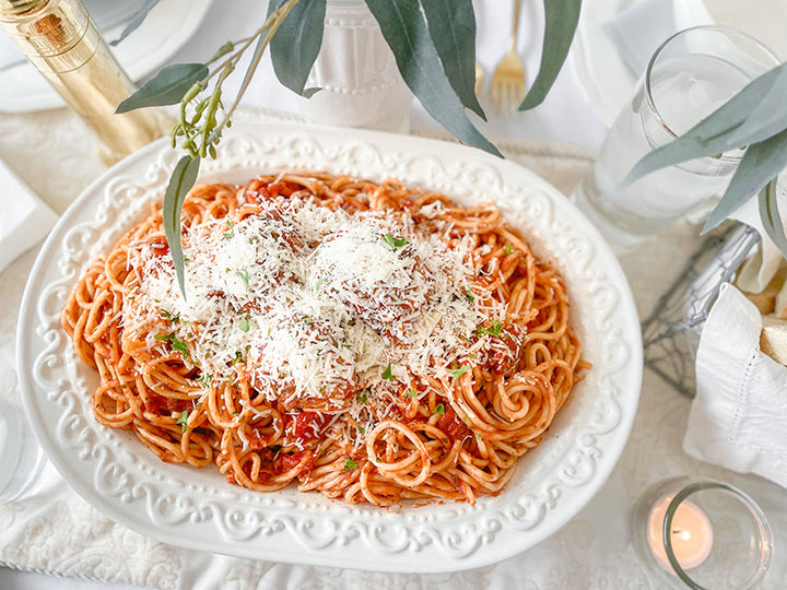 Spaghetti with Savoury Chicken and Bacon Meatballs