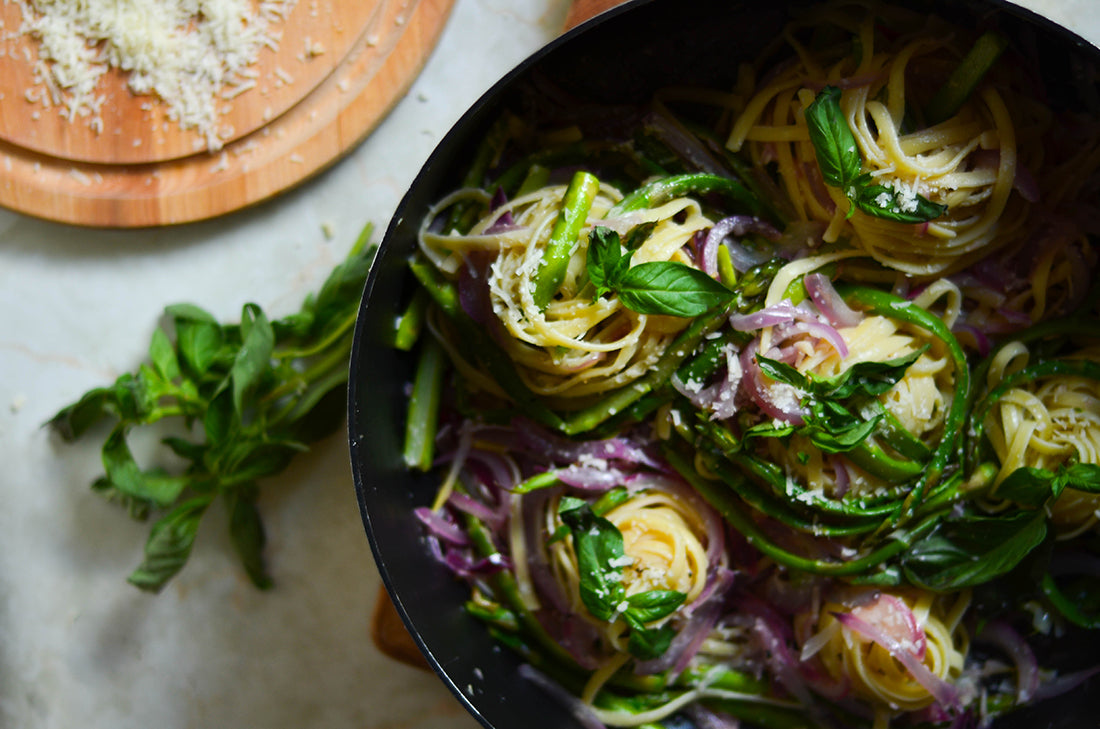 Asparagus Red Onion Sourdough Pasta